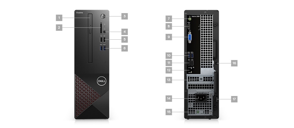 Máy Bộ PC Dell Vostro 3681 SFF 42VT360004 (Intel Core I5-10400 2.90GHz, 12MB/Ram 8GB(1x8GB) DDR4/SSD 256GB/Intel UHD Graphics/Wifi +BT/Tray Load DVD Drive/WIN 10SL)